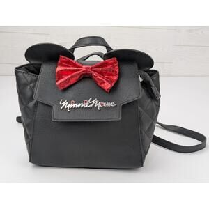 Bioworld Disney Minnie Mouse Ears Black Red Bow Convertible Backpack Bag